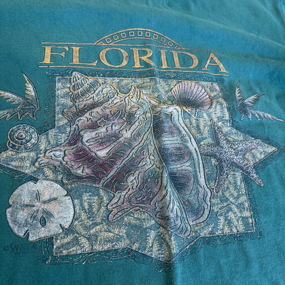 Vintage Single Stitch Florida Shells Cropped TShirt Sansegal Tag - Picture 3 of 6